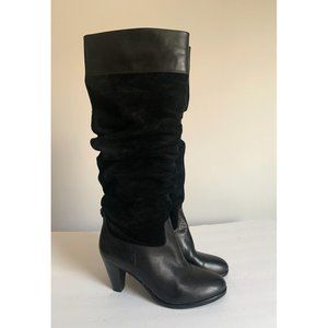 Antonio Melani black leather slouch boots sz 9